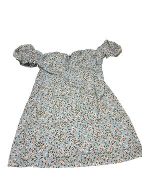 SHEIN Blue Floral Puff Sleeve Cottagecore Dress XL US 12